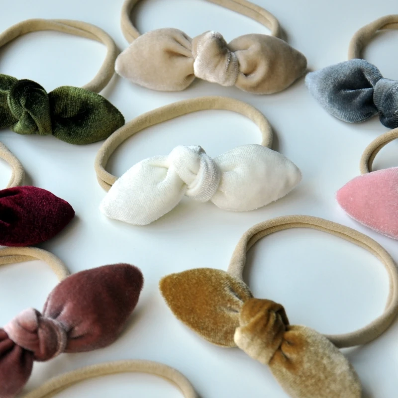 

20Pcs/Lot Velvet Knot Bow Baby Headband Soft Fabric Hair Bow Headband For Toddlers Kids Hair Accessory