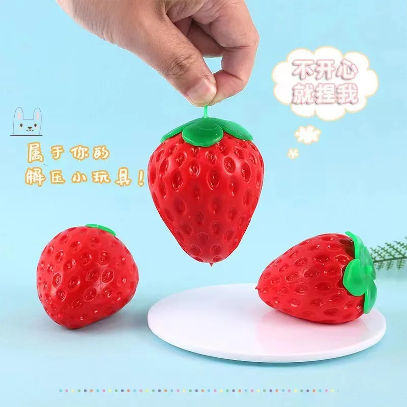 New Creative Strawberry Prank Decompression Toy Encounter Light Changing Strawberry Tpr Pressure Relief Ball Flour Ball k38