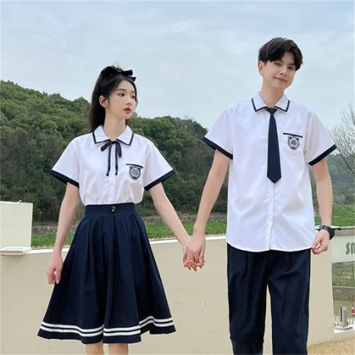 Class Uniform College Style Junior High School Student JK Uniform Elementary School Student Short sleeved Shirt Graduation Photo