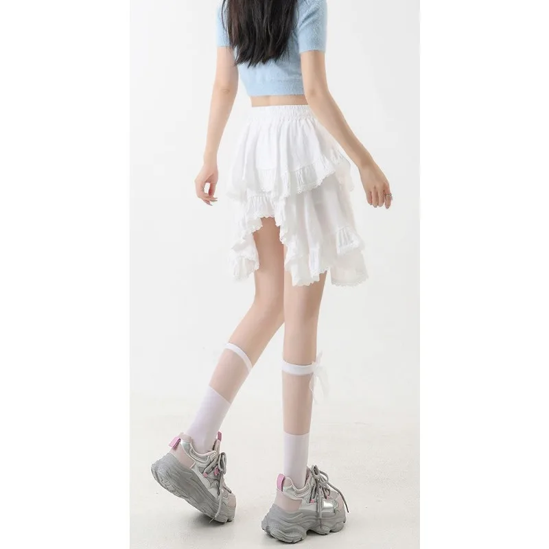 Koronkowa damska nowa letnia nieregularna spódnica z wysokim stanem