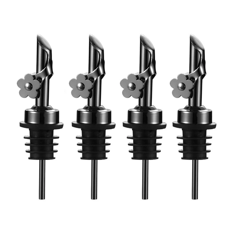 4 Pcs Olive Oil Dispenser Spout, Oil Pour Spouts Replacement with Leak-Proof Design Bottle Pourers Black