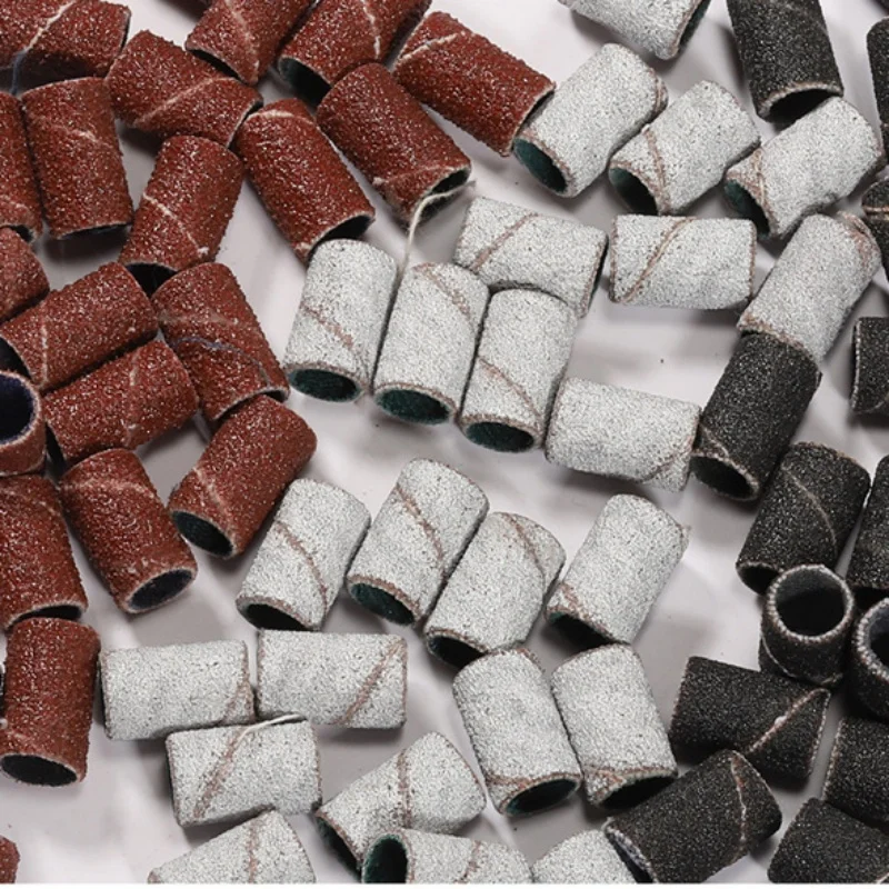 75-210 ピース/箱サンディングキャップバンド電気マニキュアマシン 180/120/80 グリットネイルドリル研削ビットファイルペディキュアツールセット