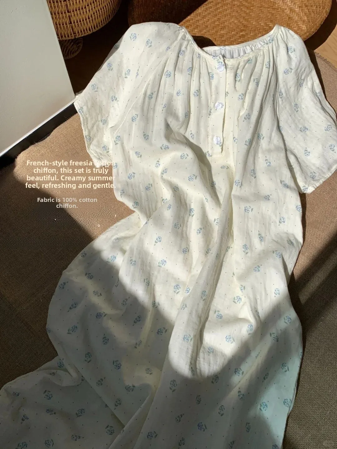 Class a Double Layer Cotton Muslin Baby Sleepwear Women's Style Long Sleep Skirt Summer Home Clothes Comfortable Breathable