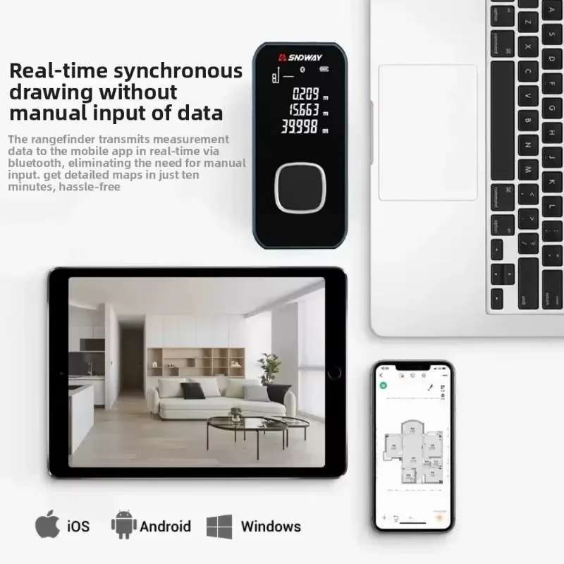 [100% NEW] Sndway Mini Laser Rangefinder SW-24A/25A/26A Handheld Infrared Electronic Ruler Bluetooth Measurement