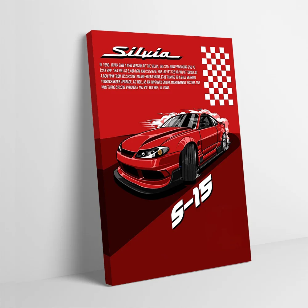 Sports Silvia S15 Car Poster Customizable Printed Canvas Painting for Pictures Wall Art Home Decor Decorative Picture Wand Deko