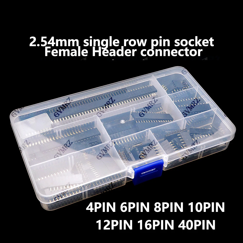 120PCS/box 2.54mm single row pin socket Female Header connector 4PIN 10PIN 12PIN 16PIN 40PIN PCB board combination Kit 6PIN 8PIN