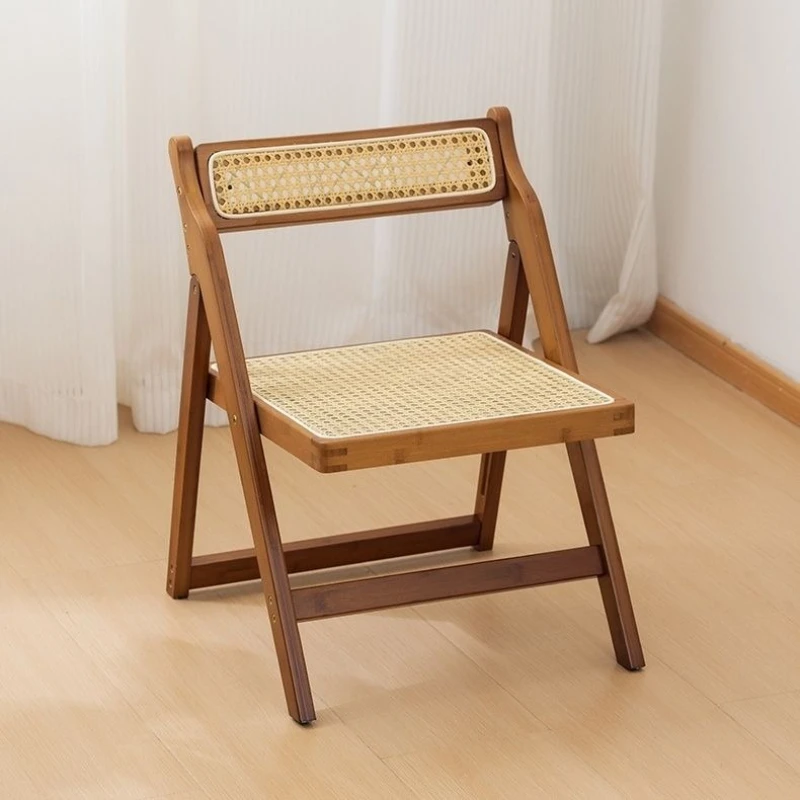 `Rattan Woven Folding Chair Breathable No‑Installation Leisure Seat for Balcony Hiking Sports Camping Home Furnishings`