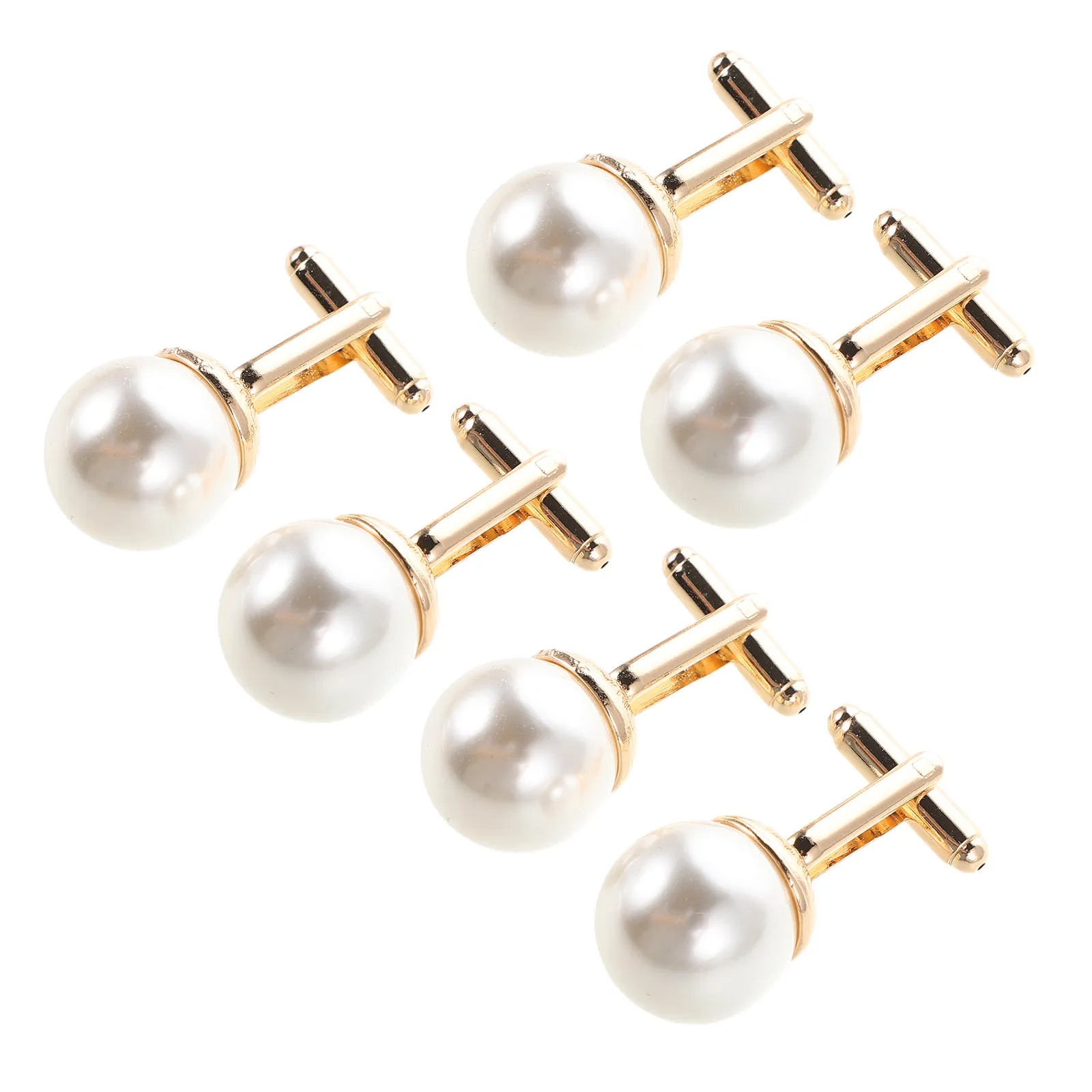 3Pairs Cufflinks for Men Business Alloy Simulated Pearl Set Formal Wedding Shirt Accessories Minimalist Elegant