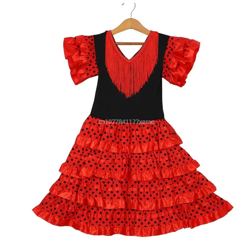 Spanisches Flamenco-Tanzkleid mit Rüschen für Mädchen, Kinder, Festival, Party, Bühnenauftritt, Ballkleid für Reisen – Detail 14