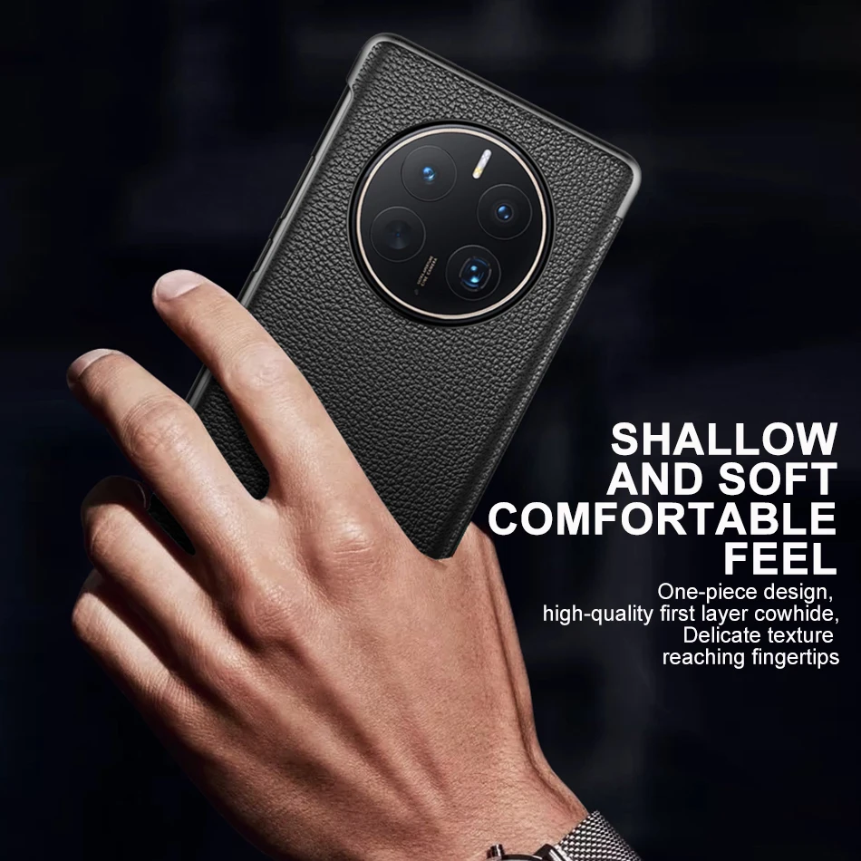 Genuine Leather Flip Cover For Huawei Mate 50 Pro Case Original Mirror Smart Touch View Wake Sleep Up Protection