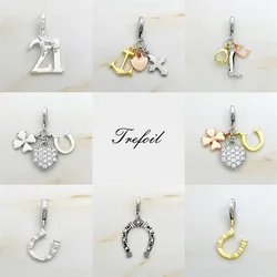 Charms Pendant Horse shoe Boot clover heart Lucky Jewelry 925 Sterling Silver Trendy Gift For Women Fit Bracelet Necklace Bag