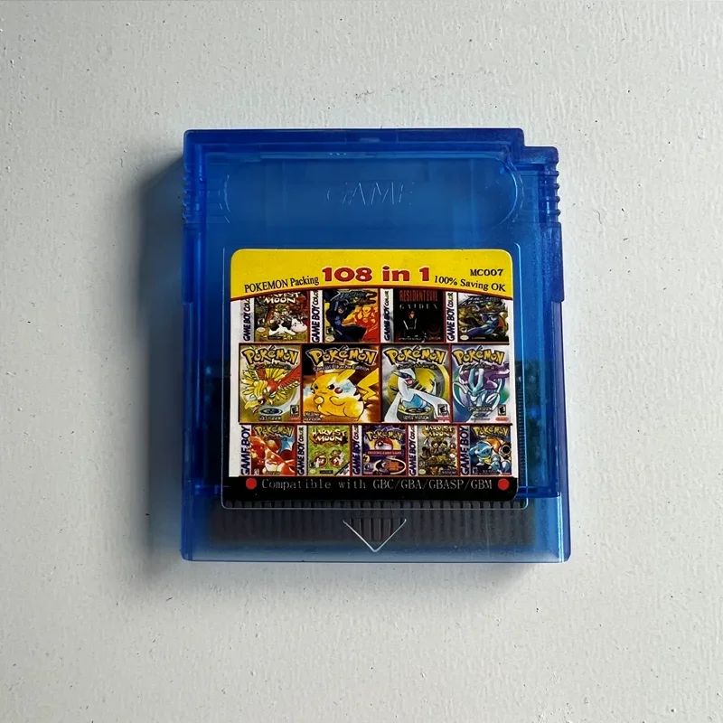 Cartão de cartucho de jogo, Série Pokemon, Versão em Inglês, 61, 108 Jogos em 1, GBC, GBA, SP, GBM