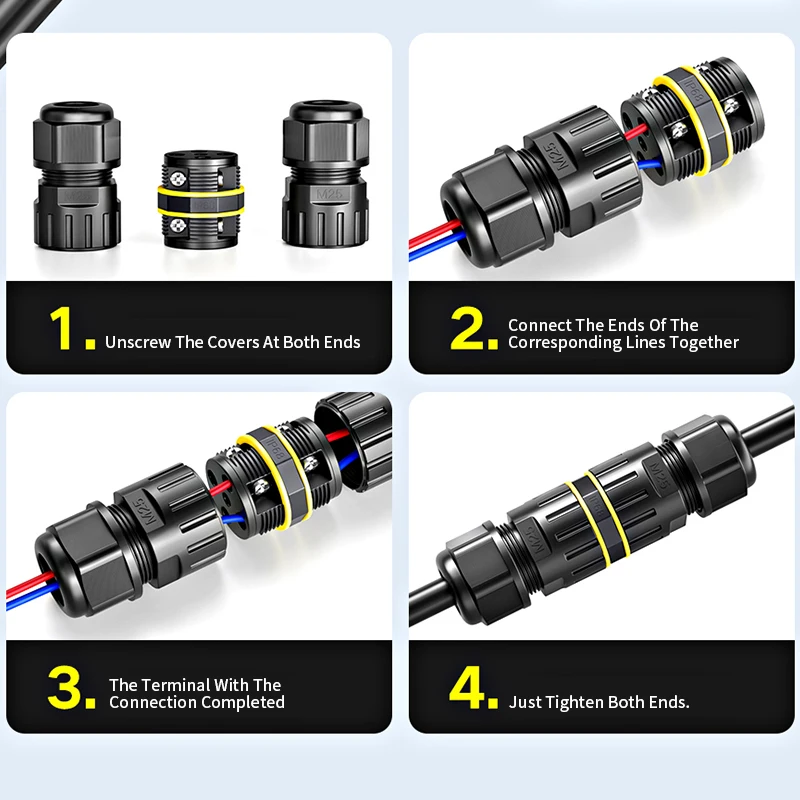 32A 250A موصلات الأسلاك الخارجية IP68 مقاوم للماء سدادة لولبية سريعة 1Pin 2Pin 3Pin محطة الفاصل تحت الأرض للضوء LED #6