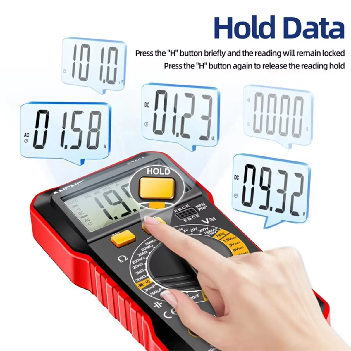 Y69A 10X ANENG SZ304 Digital Multimete True RMS Handheld High Precision Tester NCV AC/DC Votage Current Resistance Ohm Tool