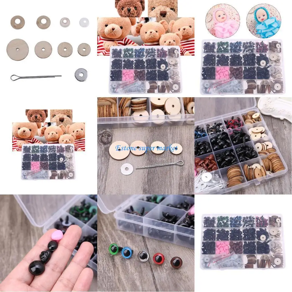 

090B Wooden and Plastic Material Sewing Craft for Dolls Bear Animal Safety Puppet Eyes and Joints for Kids Gifts DIY Lovers