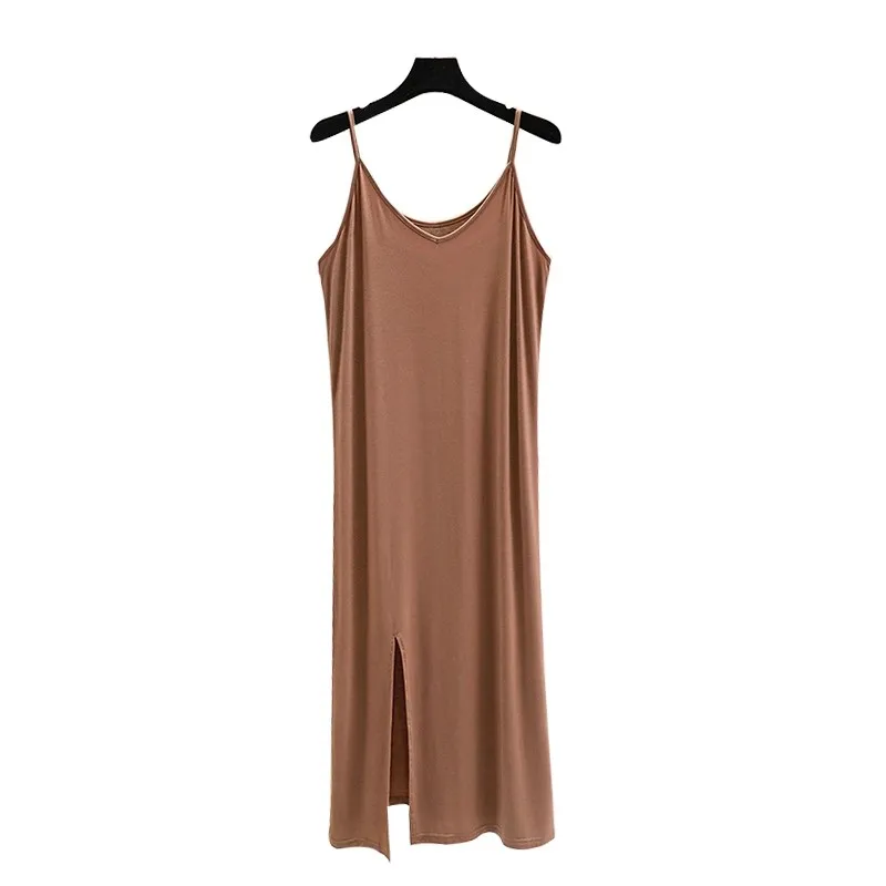 Womens Modal Full Slip Dress Underwear vestStrap Solid Long Under Dress Camisole Slips Inner Petticoat Women Intimates