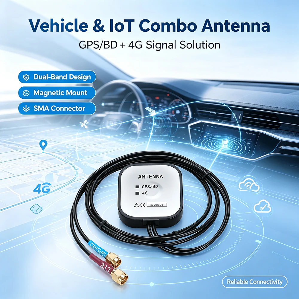 2‑In‑1 Magnetic Mount Antenna 4G LTE Cellular MIMO GPS BeiDou Combined Aerial For Router Modem Vehicle Car Use