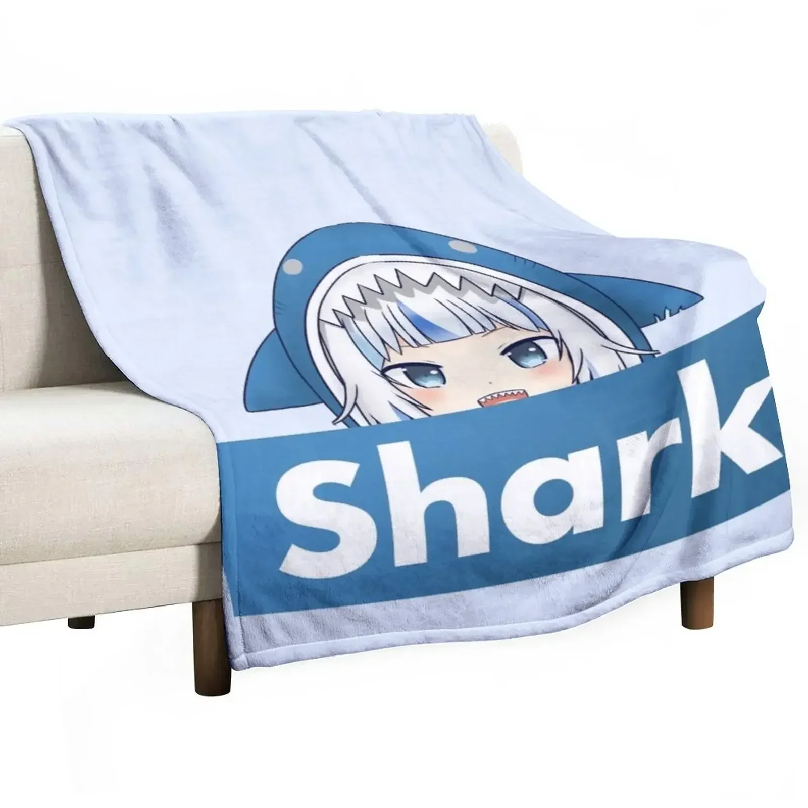 

Gawr Gura Peeker - Shark Throw Blanket Camping warm winter Bed linens Blankets