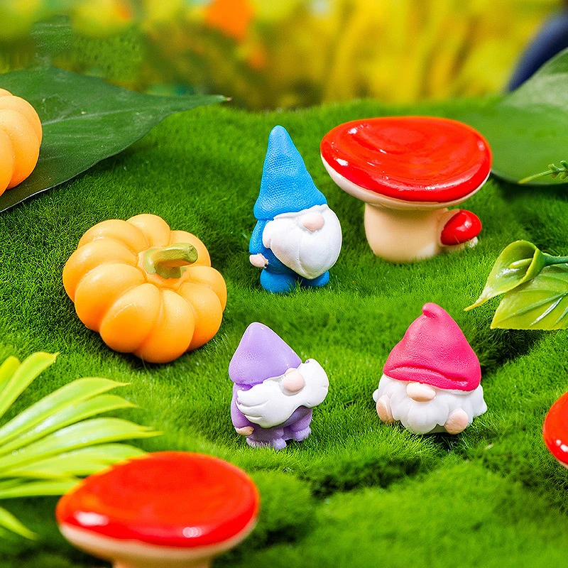 Mini nani di pasqua Figurine gnomo bambola fungo Micro paesaggio casa delle bambole modello auto interni ornamento decorazione del Desktop di casa