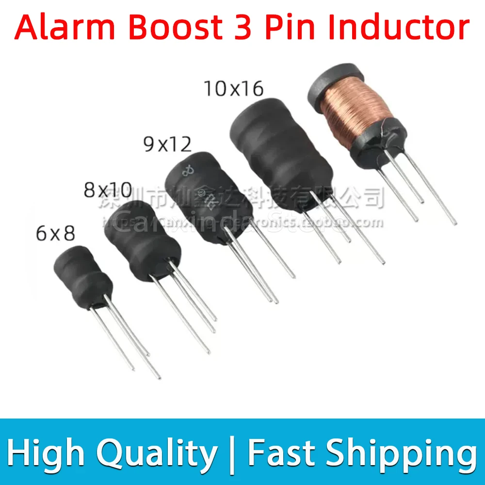 10pcs 3 Pin Ferrite Coil I Shaped Alarm Buzzer Boost Booster Step Up Inductor Inductance Choke Filter Drum Core Radial