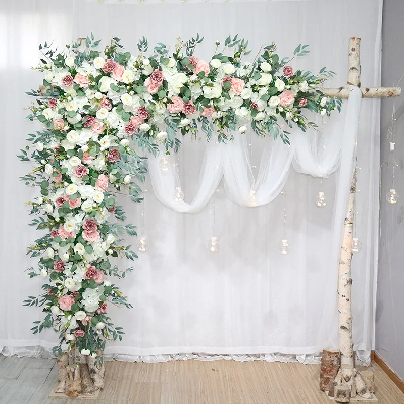 Artificial Flower Row Greenery Arrangement Wedding Arch Decoration Floral Backdrop Wall Decor Hanging Corner Triangle Flower Row