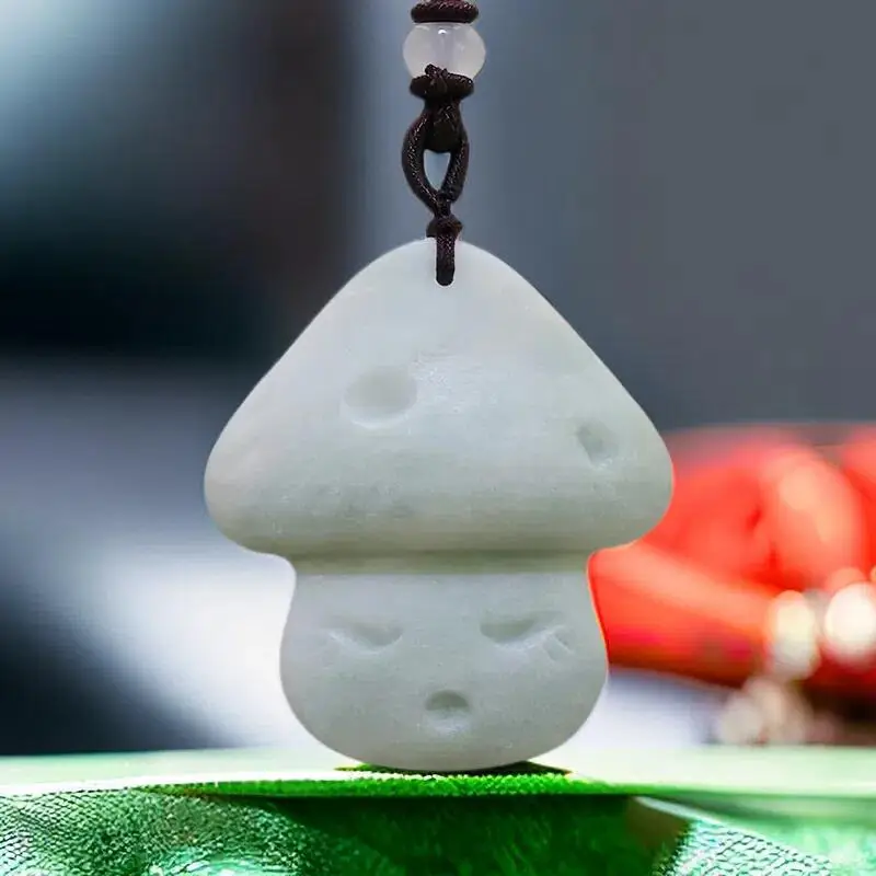 

Natural Real Jade Mushroom Pendant Necklace Designer Gemstones Gift Carved Jewelry Talismans Fashion Vintage Accessories Charm