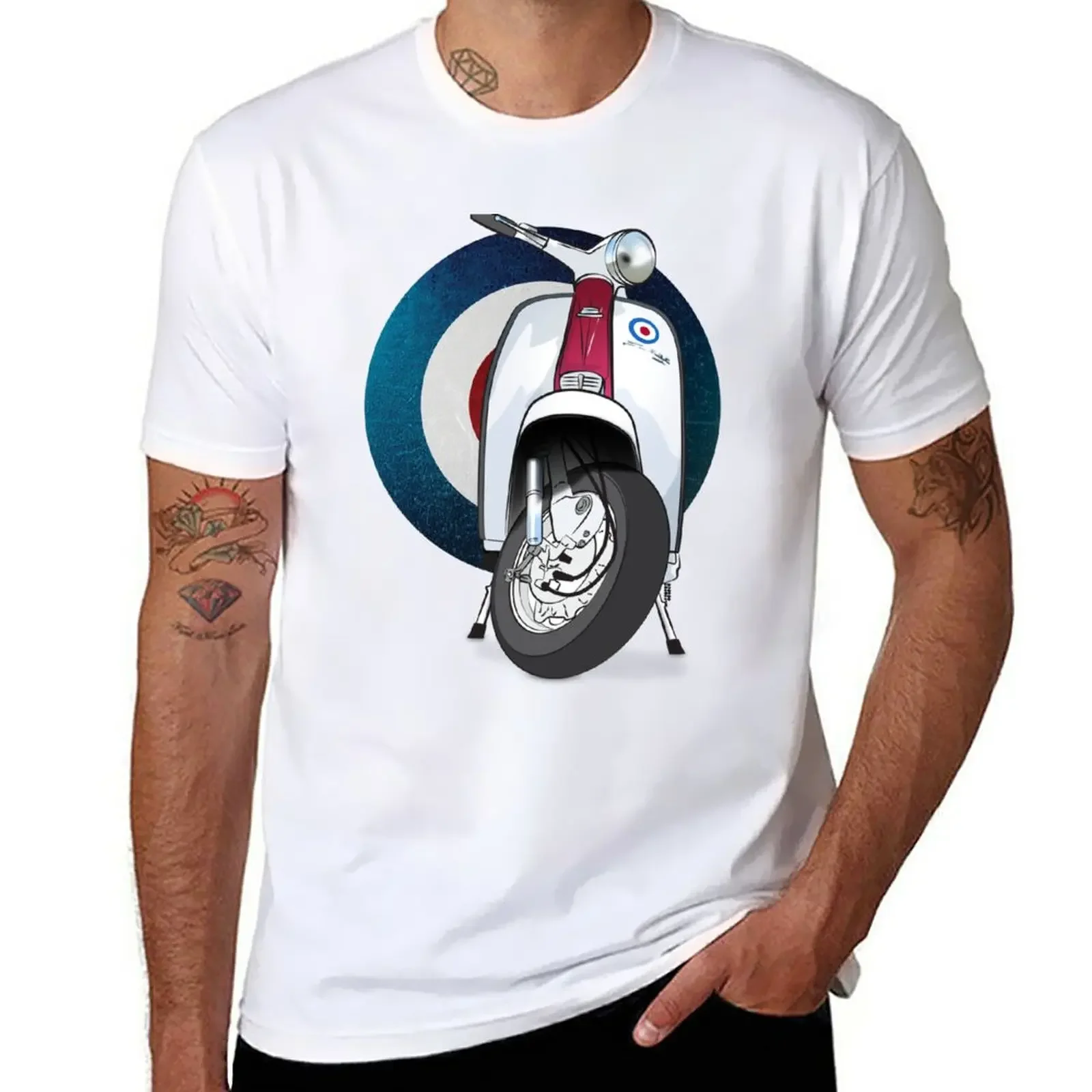 Anime clothes Short sleeve tee plus sizes customs Short sleeve tee men Mod Lambretta T-Shirt men clothing oversized Funny style