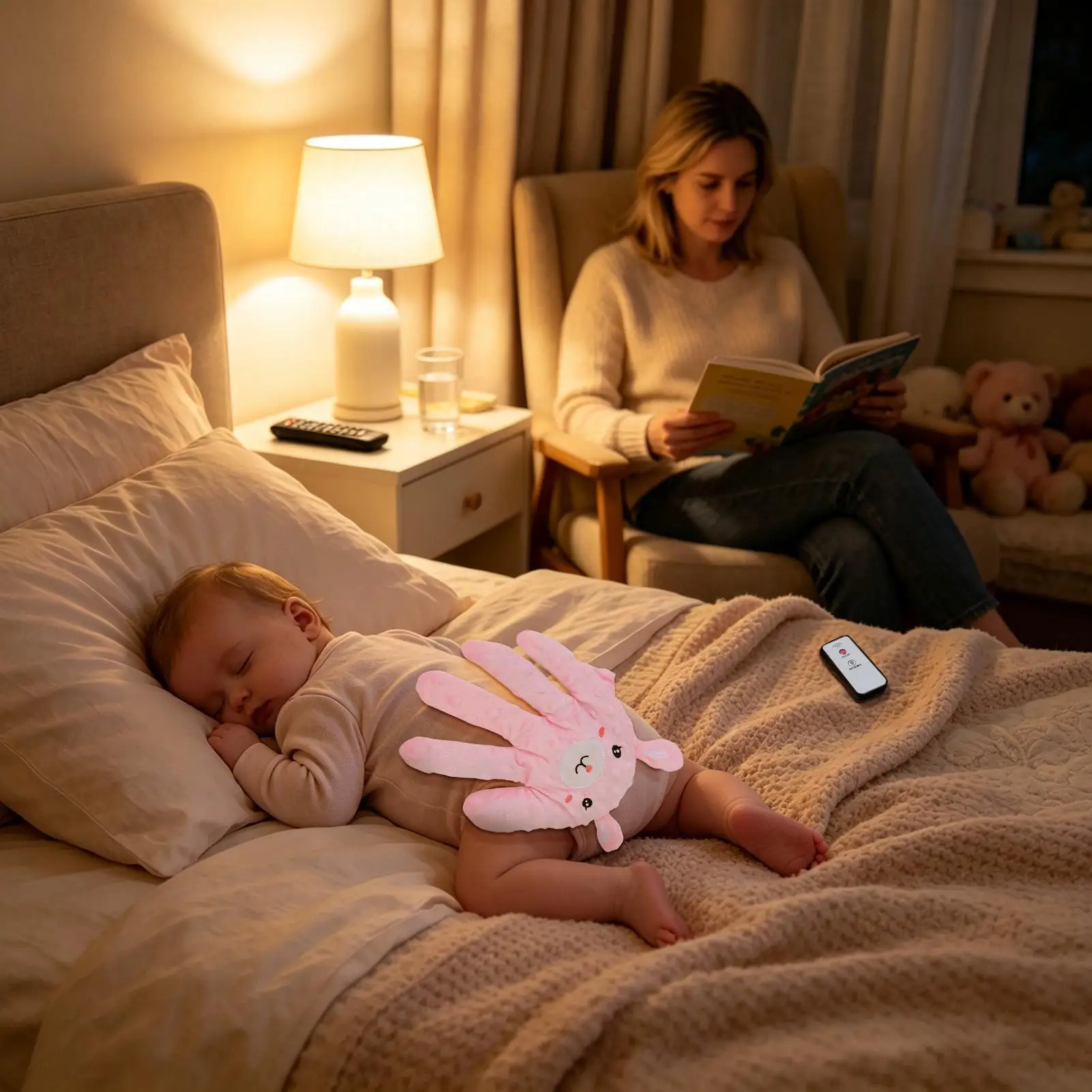 Kids Patting Hand 3-Mode Automatic Remote Control Plush Pillow Kids Sleeping Patting Palm Hand For Boys Girls Home Bedroom Bed