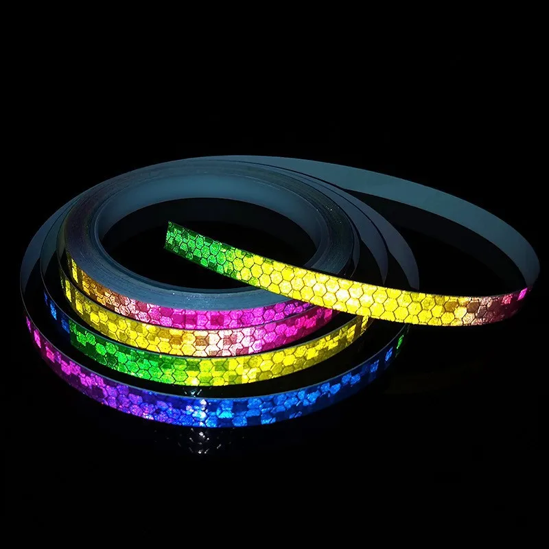 1cm/2cm/3cm/5cm Rainbow PVC Multicolored Reflective Tape Night Light Warning Self Adhesive Decorative Sticker Reflective Film