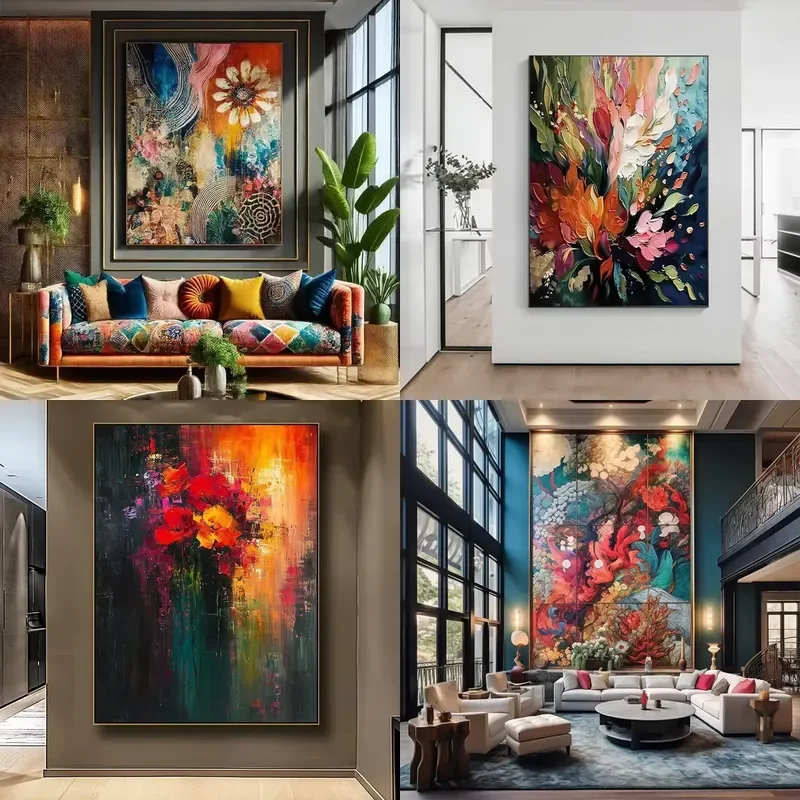 Colorful Abstract OilPainting Art 3D Textured Handmade Canvas Wall Art Painting