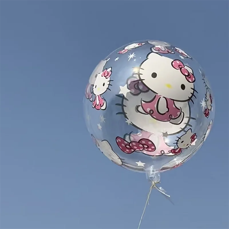 Balões Sanrio Hello Kitty transparentes para crianças, balão bonito dos desenhos animados, brinquedo kawaii, decoração de aniversário, decoração de