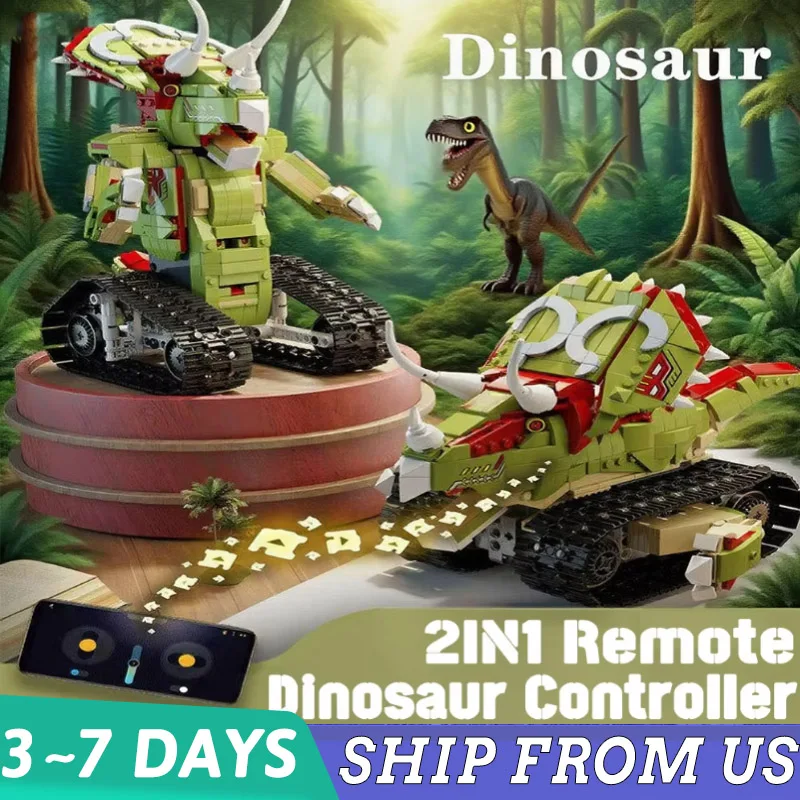 

MOC 854pcs Jurass Dinosaur Car Model Building Blocks remote control Architectural Masterpieces for Room Decoration Gifts