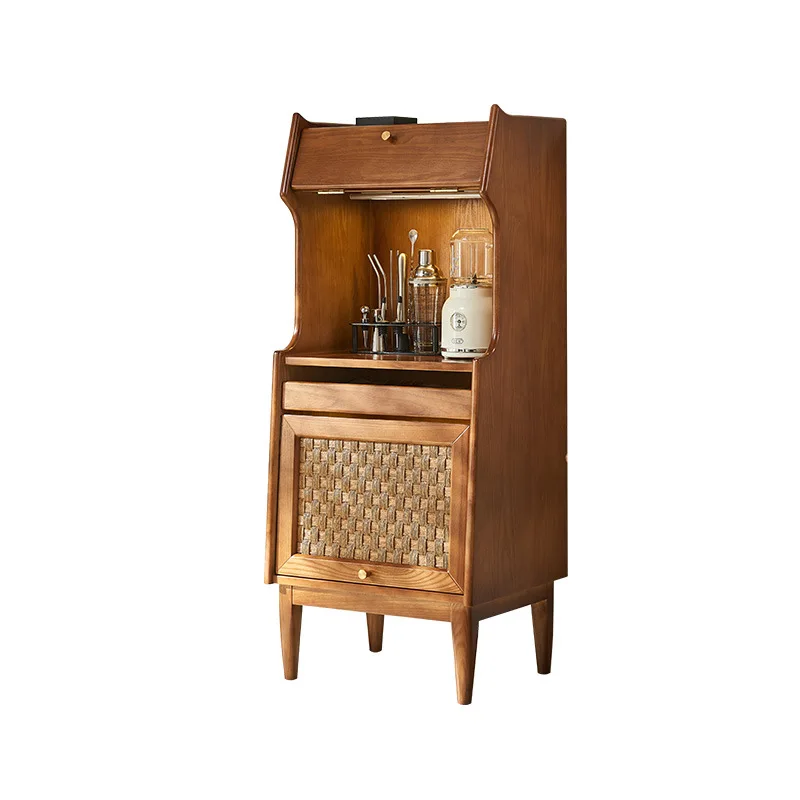 

Medieval rattan wine cabinet, living room dining side cabinet, Japanese-style locker, display cabinet, wabi sandy wind solid woo