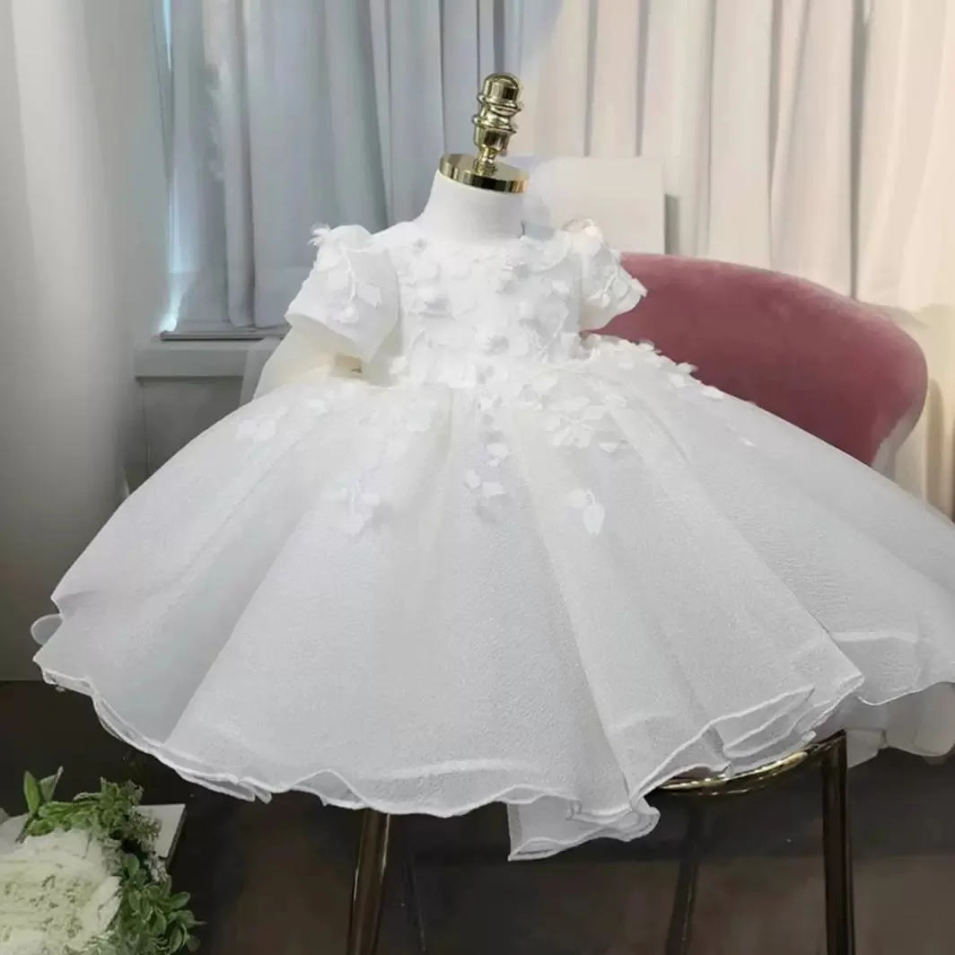 

Белое пышное платье принцессы на первый день рождения, детское вечернее платье для девочек, нарядное платье для вечеринок, платье для девочек на свадьбу