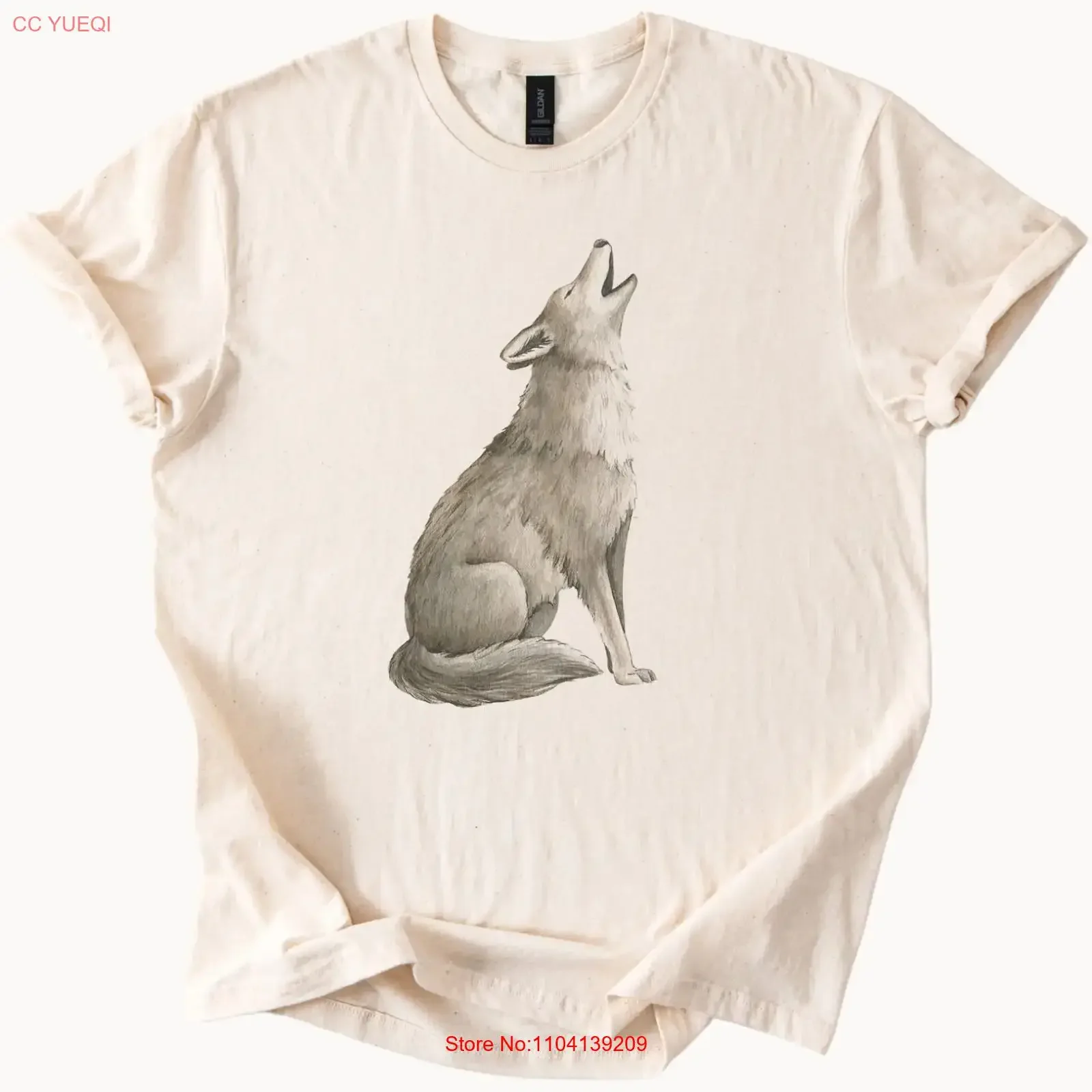 Howling Wolf T Shirt Animal ArT Nature Lover Soft Cotton vintage Washed Unisex Casual homme Stylish graphic Stretched