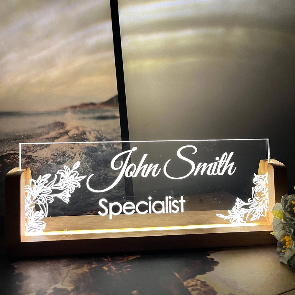 Personalized Acrylic Desktop Sign Light Coworker Office Name Decor Gift for Boss Acrylic Desk Sign Teacher Gift Custom Nameplate