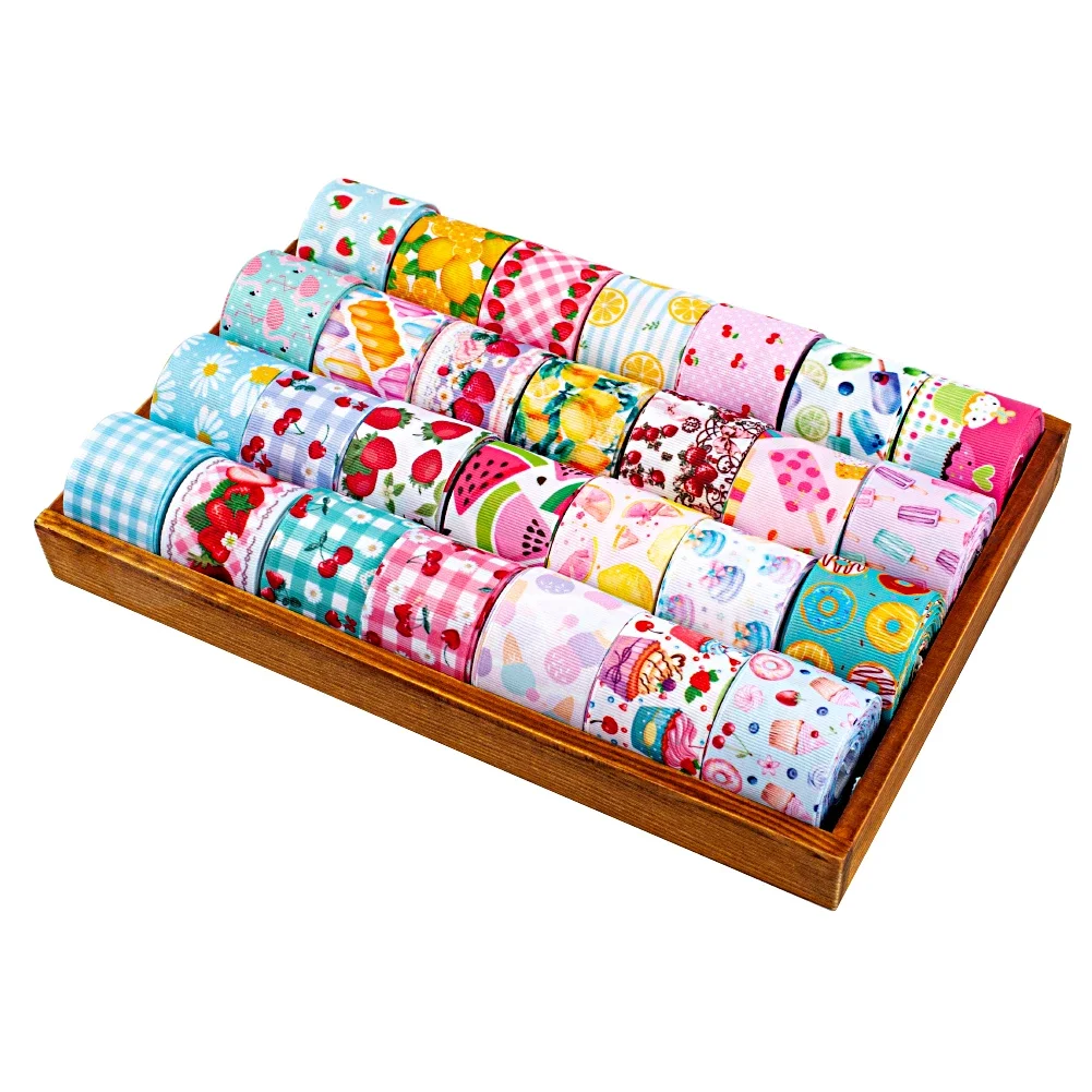 Flower Fruit 38mm 10yards/5yards Random Mixed Ribbon Single Side Grosgrain Satin Ribbon for Gift Bows,1Y of Each Style
