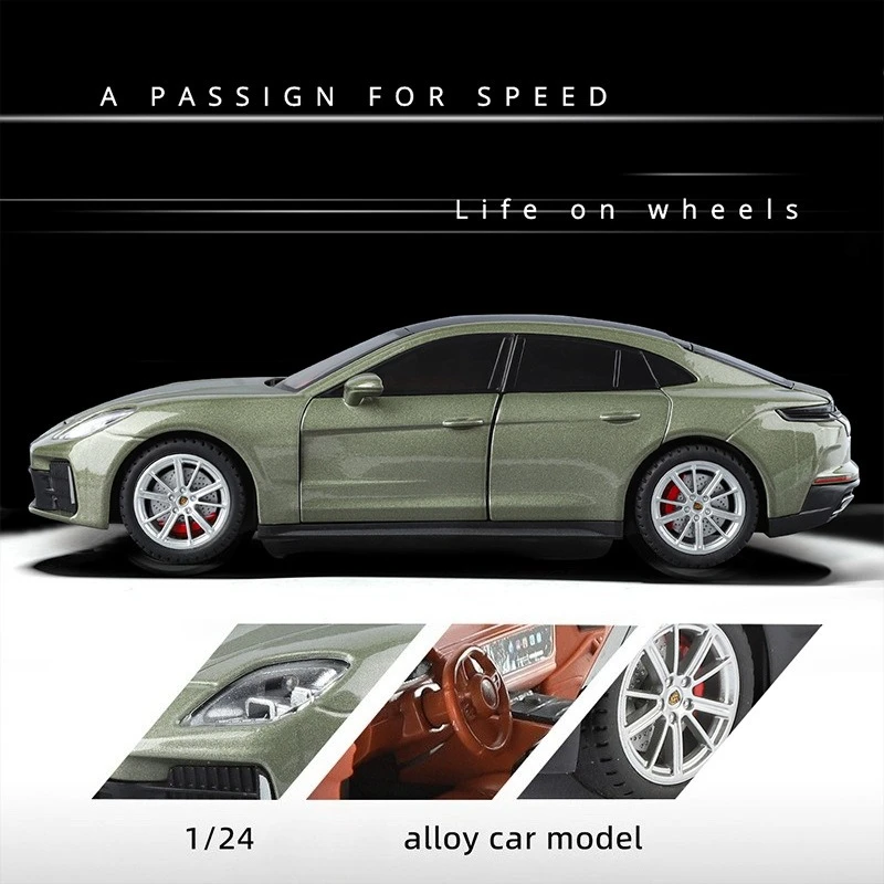 1:24 panamera liga de metal modelo fundido carro som e luz puxar para trás veículo miniauto presente de feriado com meninos