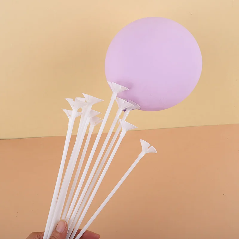 

10pcs White Plastic Balloon Stick Hand-held Support Balloon Holder For Wedding Birthday Party Decoration Accessories