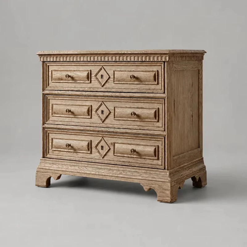 Accessible Luxury Modern Diamond Carved Embossed Panels Solid Wood Lockers 3 Drawers Bedroom Bedside Tables Suitable