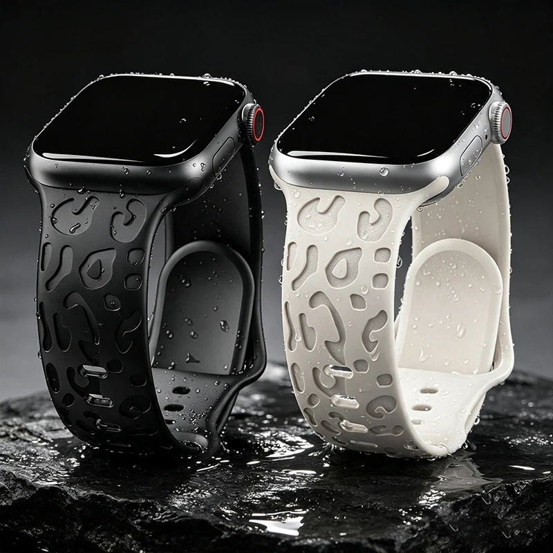 Engraved Strap For Apple Watch Band 44mm 42mm 46mm 49mm 45mm 41-40mm Silicone wrist correa bracelet Series 11 10 9 8 7 se3 6 5 4