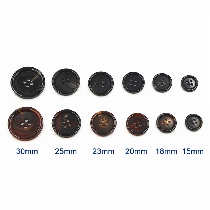 50Pcs/Set Natural Horn Buttons for Clothing Sweater Coat Sewing Vintage Decorations Buckle DIY Accessories Round 4-Holes Button