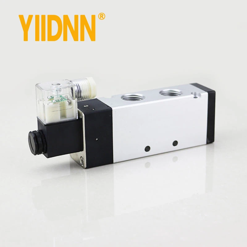 YIIDNN 4V410-15/10 5/2 Way Pneumatic Air Solenoid Valve PT1/2 DC/AC24V 110V 220V Single Electrical Control Air Solenoid Valve