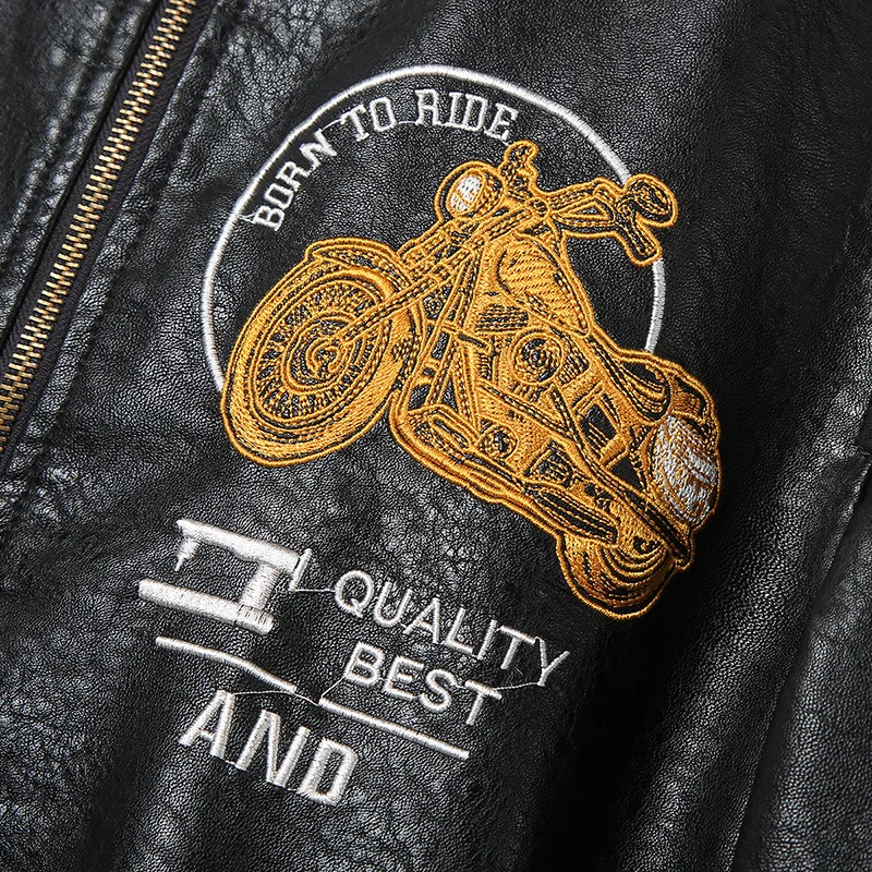 PU Leather Motorbike Jacket Men Autumn Winter Plush Washed Retro Motorcycle Jacket Motorcycle Accessories Moto Jacket Men