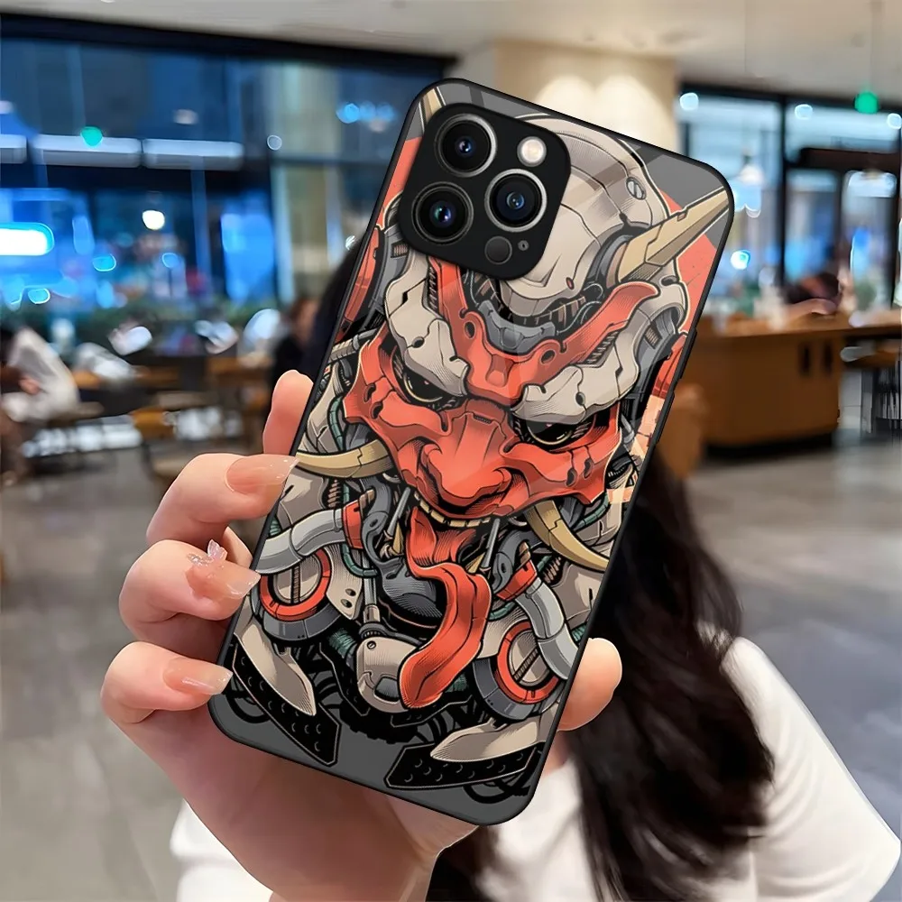 Japanese Oni Hannya Samurai Demon Mask Phone Case For iPhone 13 15 14 12 11 Pro XS Max Plus Mini X XR 8 7 6s SE2020 Glass Coque