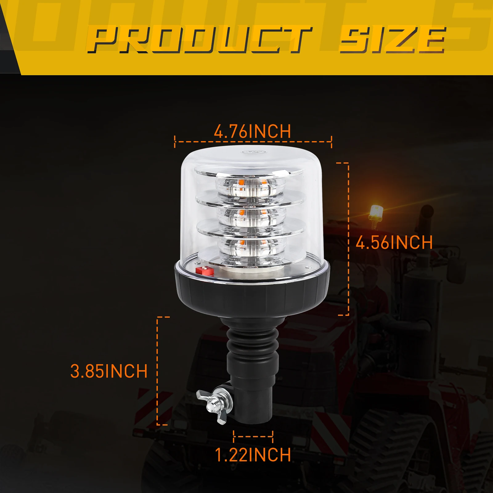 360 Degree Rotating Warning Light For Car Truck Agriculture Marine Boat Yacht Navigation Light Amber Emergency Security Strobe