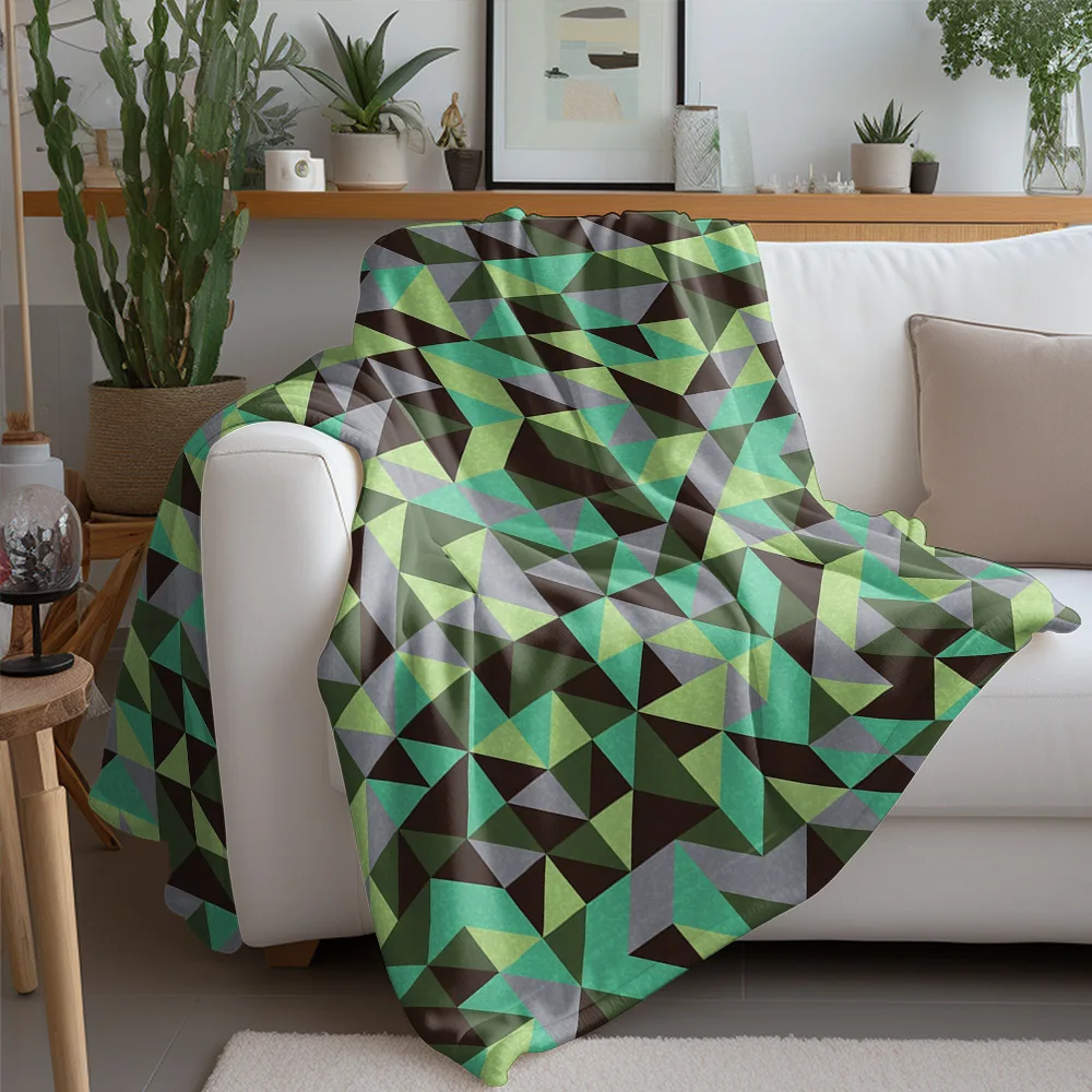 Geometric Triangle Pattern Fleece Blanket Soft Warm Throw Sofa Bed Cover Gift for Kids Teens Women #2