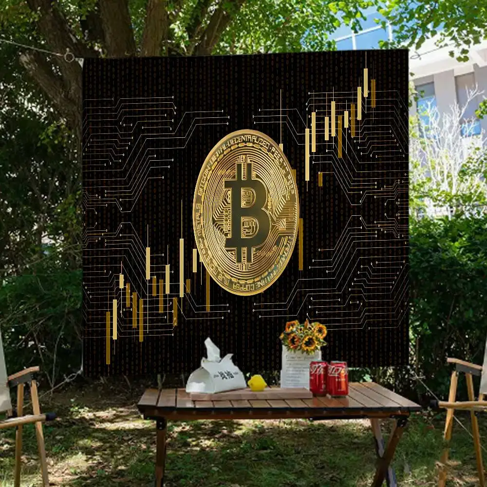 Trends Bitcoin Retro-Flaggen Mehrfachauswahl Wohnzimmer-Studio-Dekoration Banner