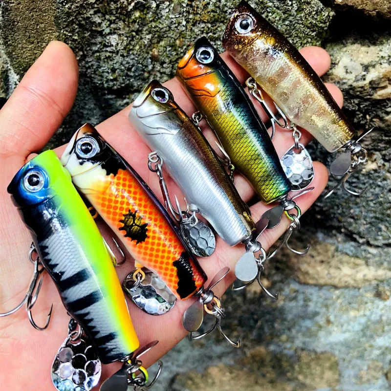 New Top Water Fishing Lures  Popper Bait 75mm13.5g With Sequins Hard Artificial Bait Saltwater Bass Leurre Peche Fishing Tackle