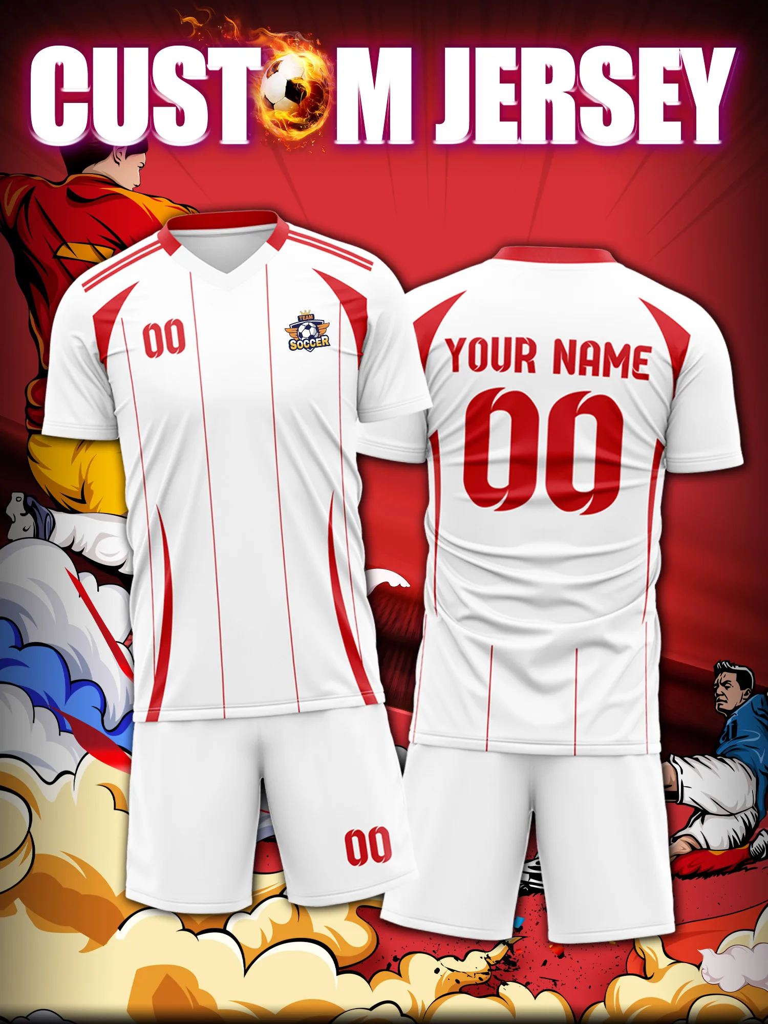 

Футбольная форма на заказ с индивидуальным изображением, номером и именем, профессиональная экипировка для тренировок спортсменов.